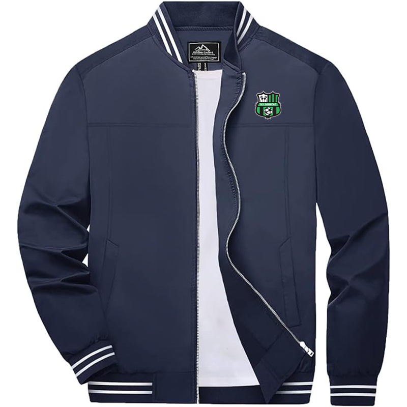 Men's U.S. Sassuolo Soccer Zip-Up Bomber Jacket Ribbed Collar and Cuffs Outerwear
